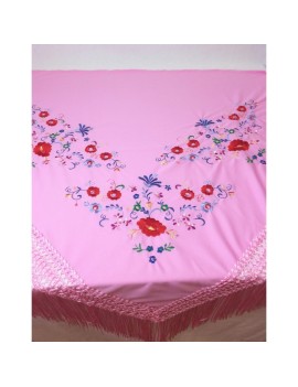 Mantón de manila rosa
