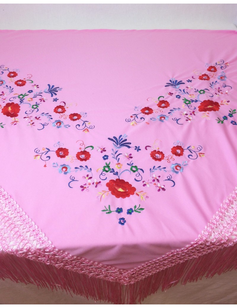 Mantón de manila picos rosa