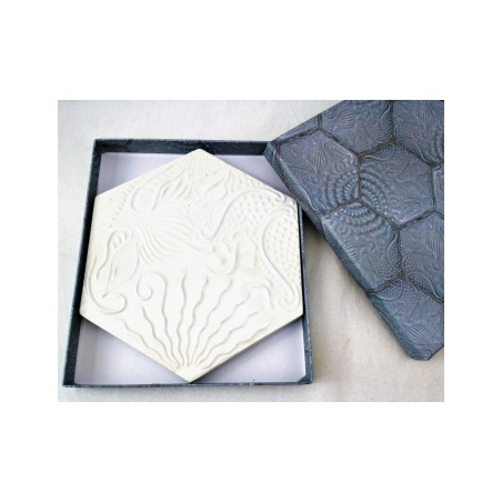 Baldosa Gaudí hexagonal blanca 20 cm.