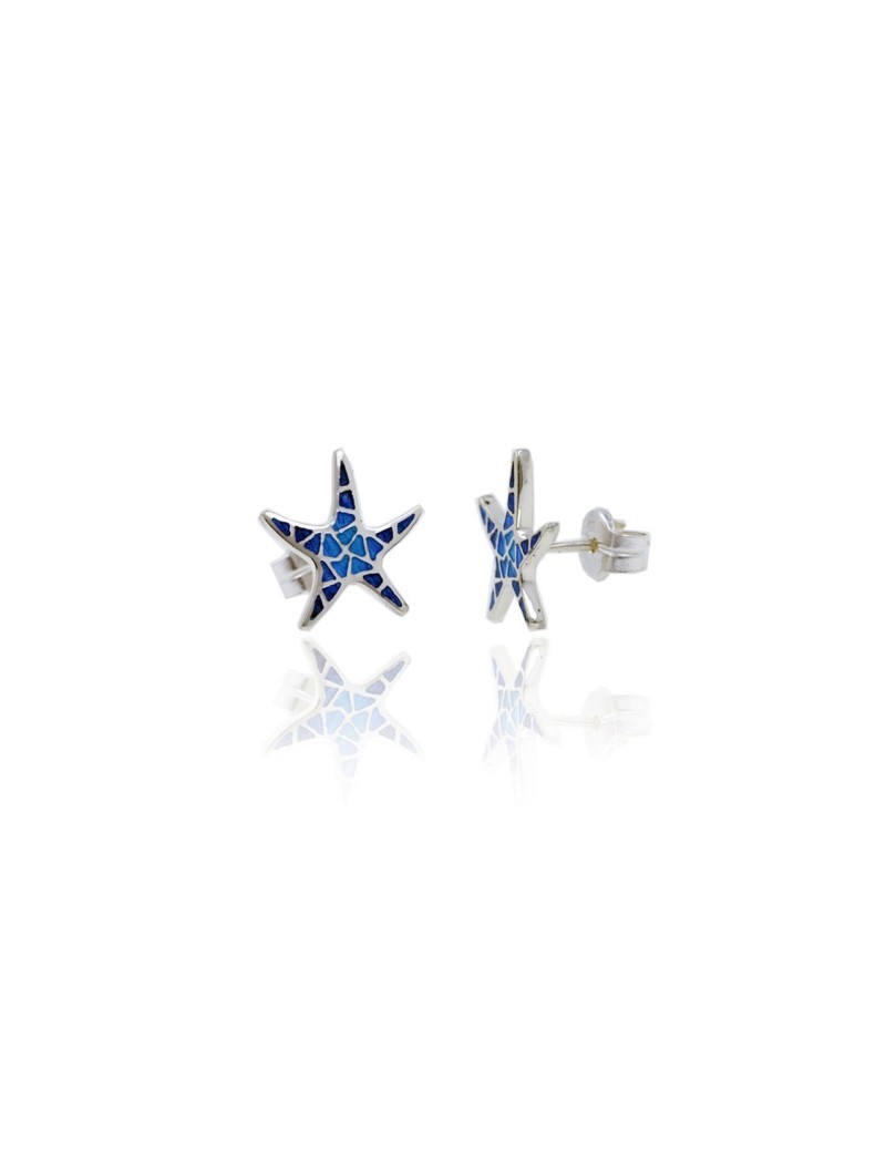 Earrings Star Trencadis Plane Blue  