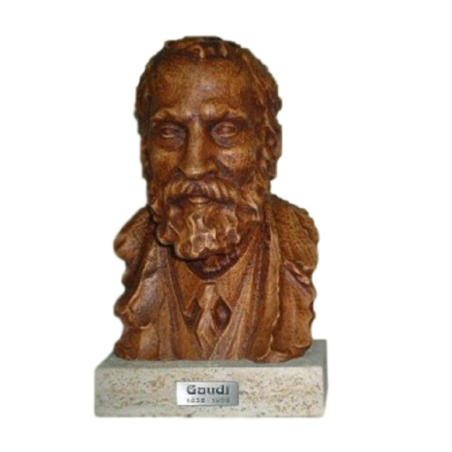 Gaudi bust in carved beech with pedestal