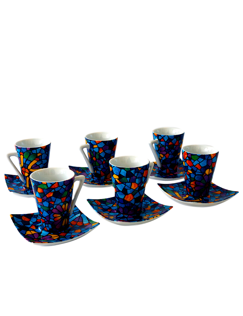 Set 6 Espresso Coffee Cups Dong Vitral