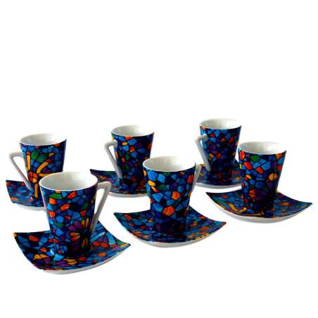 Set 6 Espresso Coffee Cups Dong Vitral