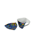 Tasse triangulaire avec sous- tasse en vitrail