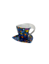 Tasse triangulaire avec sous- tasse en vitrail
