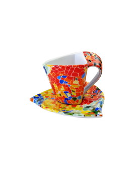 Triangular Cup with Saucer - Aurora