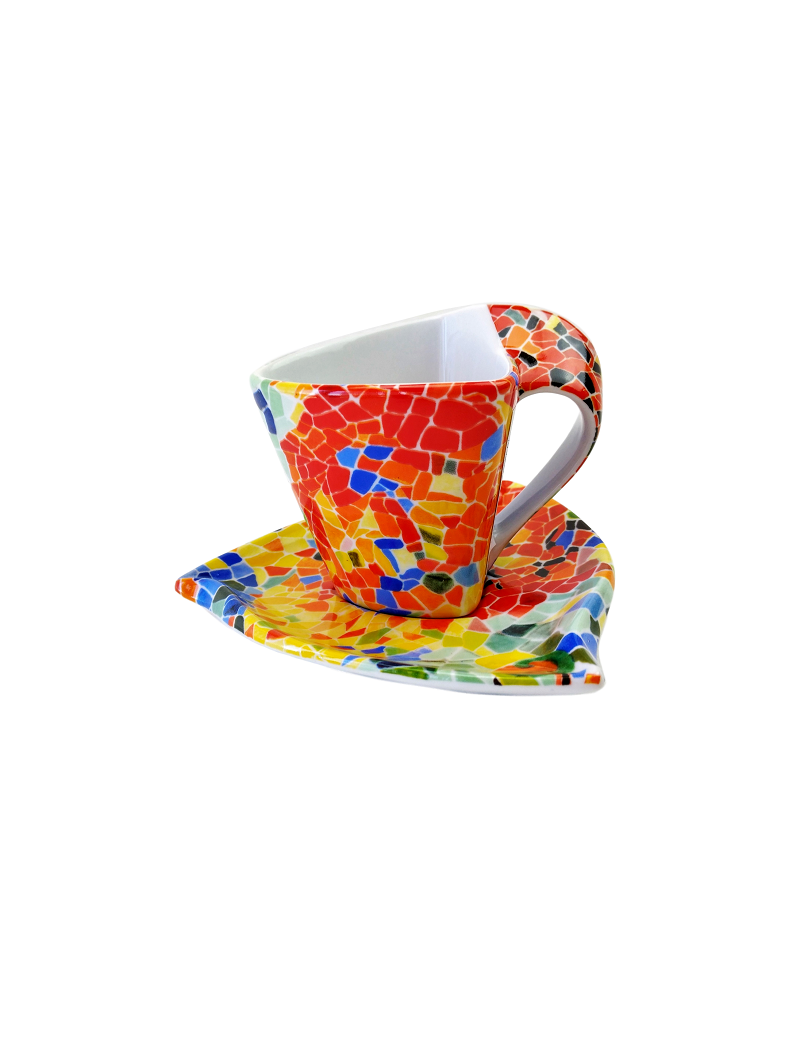 Triangular Cup with Saucer - Aurora