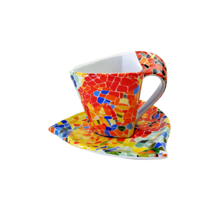 Triangular Cup with Saucer - Aurora