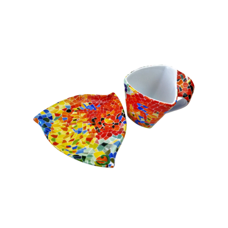 Triangular Cup with Saucer - Aurora