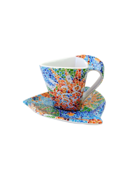 Taza triangular de café con plato - Soles