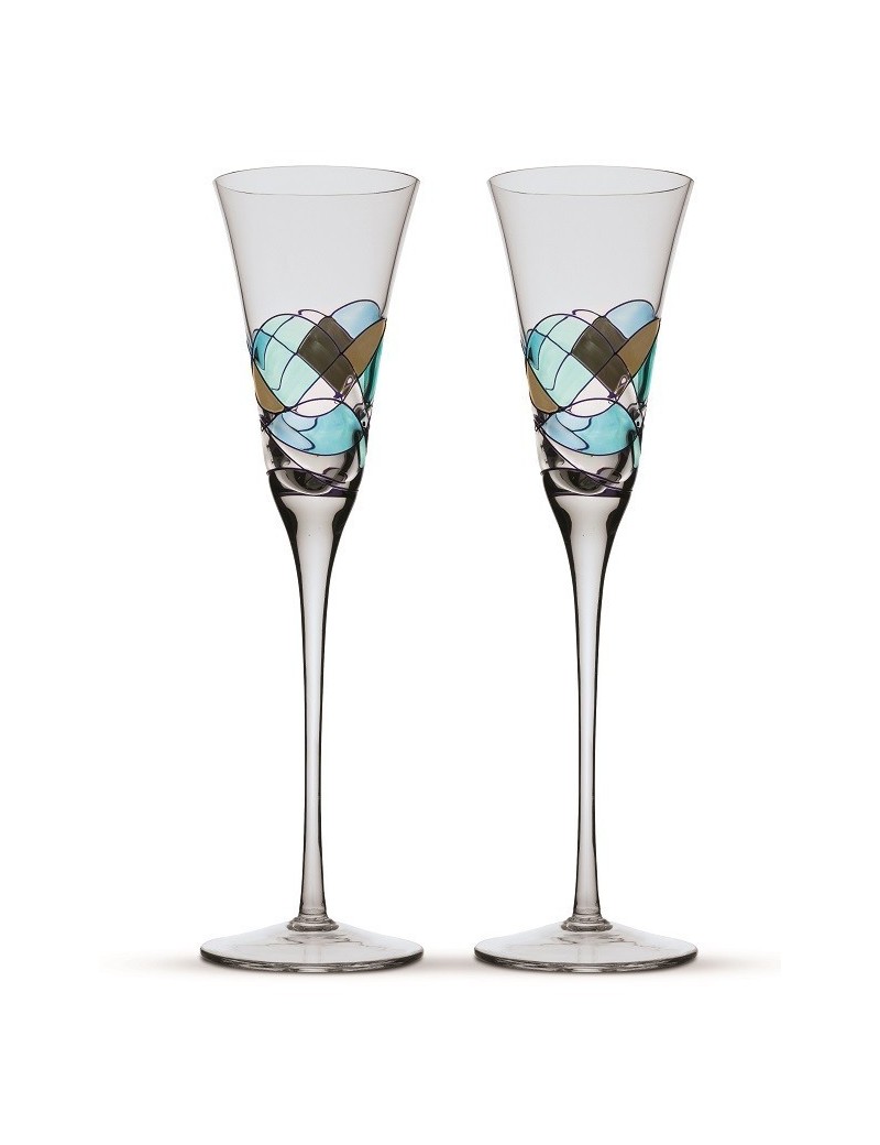 Deux verres champagne Gaudí Aqua