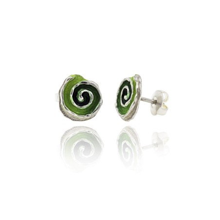 Boucles d'oreilles escargot trencadis vert Gaudí
