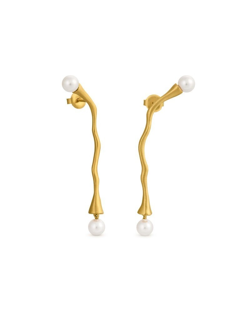 Boucles d'oreilles dorée perle Barcelone