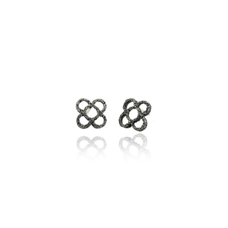 Boucles d'Oreilles Barcelone Panot Fleur Noir