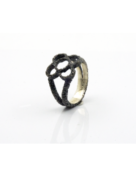 Bague Barcelone Panot Fleur Noir