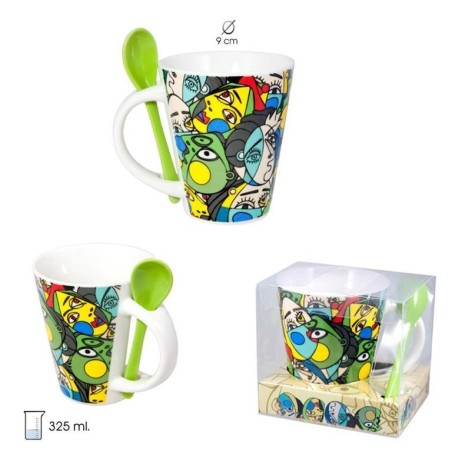 Mug with spoon Picasso inspiration