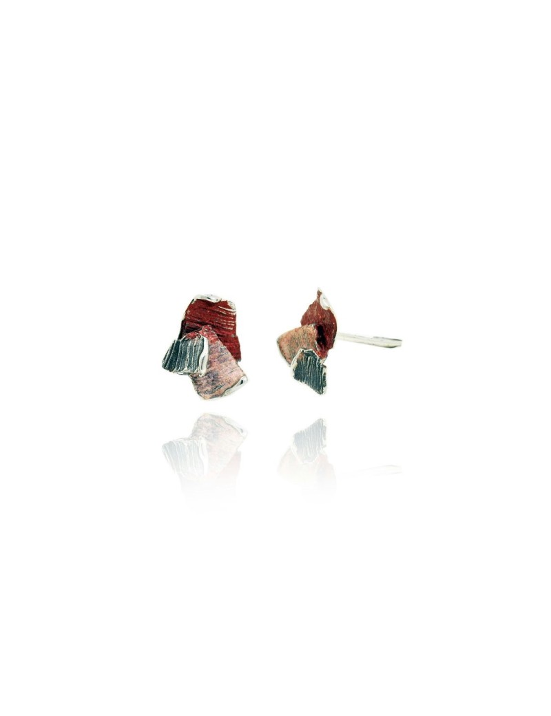 Boucles d'oreilles modernistes en argent pigmenté