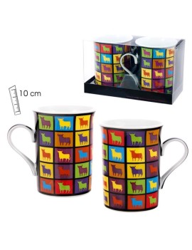 Set of 2 ceramic mugs with bulls
