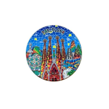 Sous-verre en céramique Gaudi Barcelone bleu