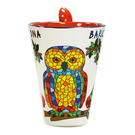 Mug with spoon Owl Barcelona