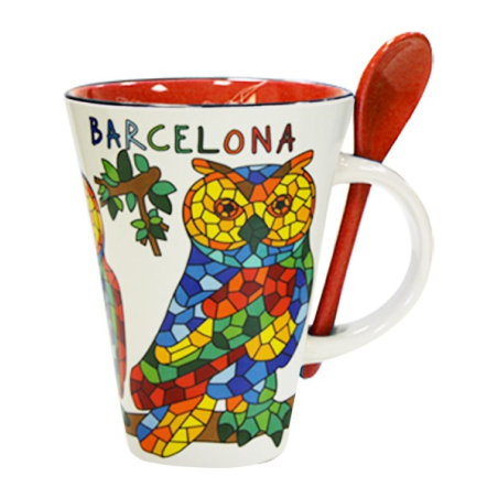 Mug with spoon Owl Barcelona
