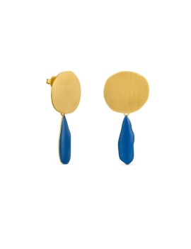 Pendientes Dorados y móviles Miró Jewelry azules