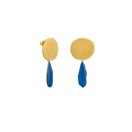 Pendientes Dorados y móviles Miró Jewelry azules