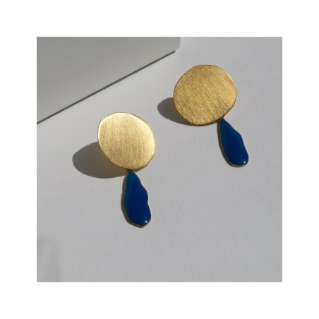 Boucles D'oreilles Dorées Miró Jewelry Mobiles Blue