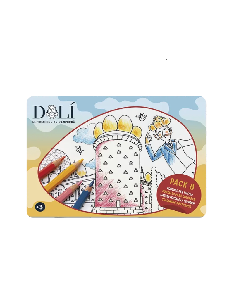 Pack 8 cartes postales Dalí à colorier