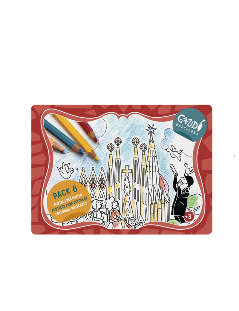 Pack 8 Postales Gaudí para colorear