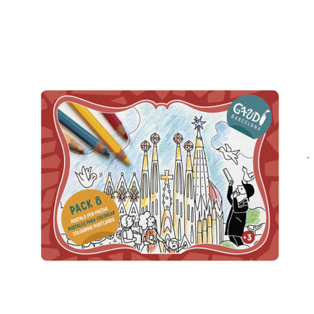 Pack 8 Postales Gaudí para colorear