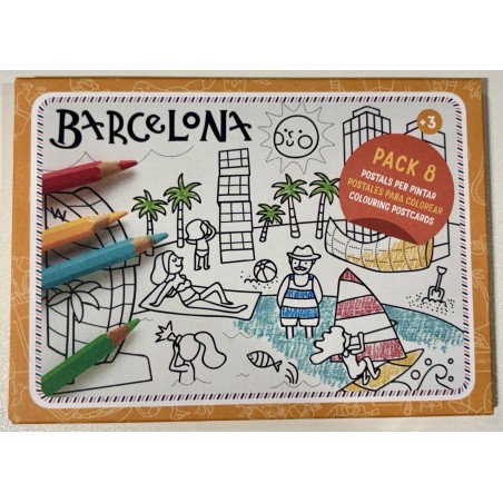 Pack 8 Postales Barcelona para colorear