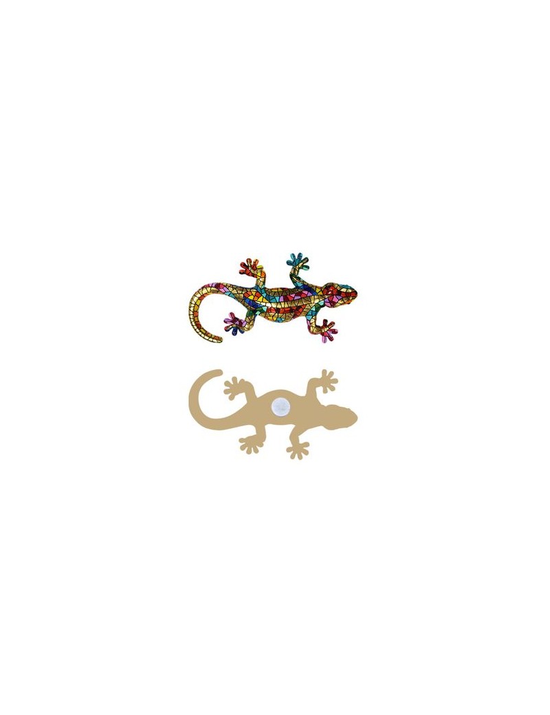 Aimant décoratif salamandre de style Gaudí – Figurine en résine peinte à la main avec trencadís dorés