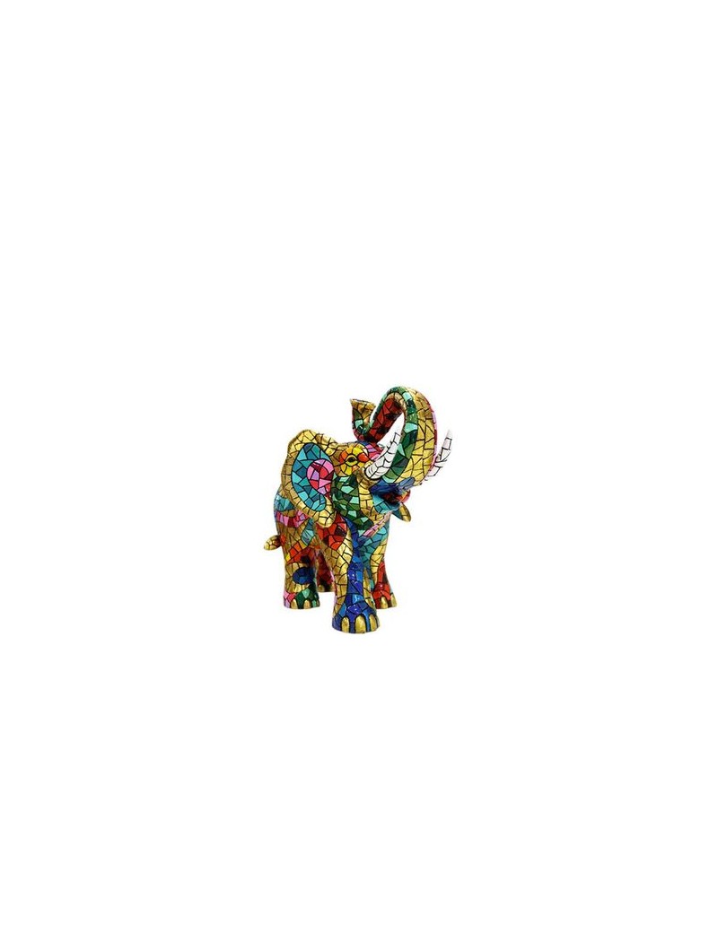 Éléphant décoratif de style Gaudí – Figurine en résine peinte à la main