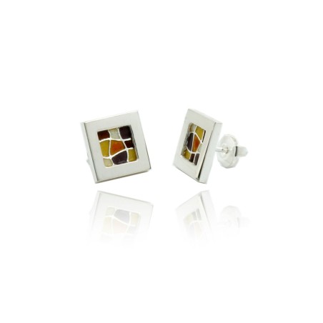 Boucles d'oreilles Gaudí en argent avec trencadís ocre