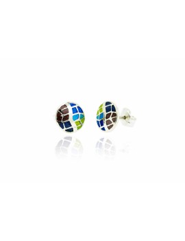 Gaudí round mosaic silver earrings