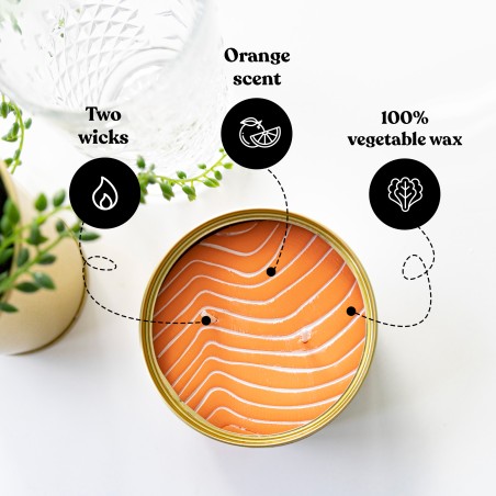 Bougie à la cire végétale - Couleur saumon, parfum d'orange