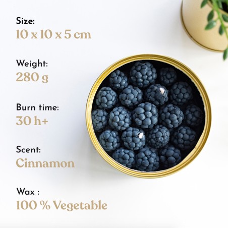 Vela de cera vegetal: aspecto de moras, aroma a canela