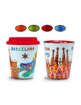 Mug en céramique Gaudí Barcelone avec effet thermique et couvercle