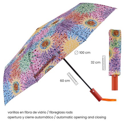 Parapluie pliable automatique Gaudí multicolore